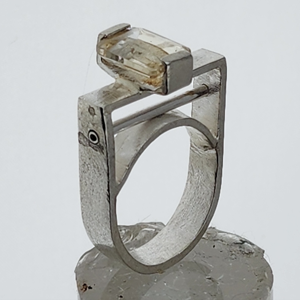 AVANT GARDE CITRINE EMERALS CUT RING HANDMADE IN STERLING SILVER SZ 7 - Picture 8 of 13